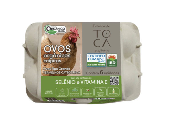 Ovos Orgânicos Caipiras com 06 unidades - Alto conteúdo de Selênio e Vitamina E