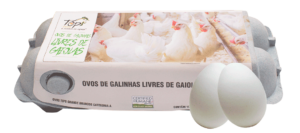 Ovos tipo grande brancos produzidos por galinhas livres de gaiolas - 10 unidades